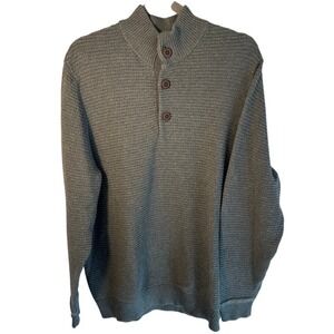 G.H. Bass & Co. Men's Mock Neck Button Sweater 100% Cotton‎ Gray Men's XL *NOTE